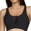 MOVINUN Wireless Bra Push Up Comfort Seamless Support No Underwire T-Shirt Bra Lift Padded Sexy Back Fat Smoothing V Neck Invisible Sleep Bralette Black Medium