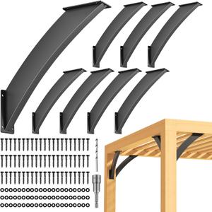 Q235-Steel Integrated Arc 45 Degree Pergola Support Bracket 2x4Actual Tube Dia: 1.5''x 3.2'' Heavy Duty 8Pack