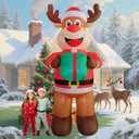DAHAKII 12ft Giant Reindeer Outdoor Christmas Inflatable Elk Yard Decor Build-in LED Blow up Christmas Decorations for Yard/Lawn/Garden