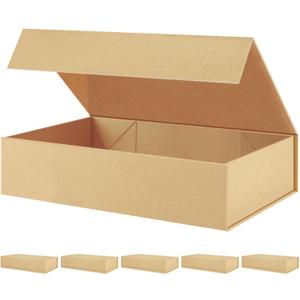 PACKHOME Mother's Day 6 Extra Large Gift Boxes 17.5x11.3x4.3 Inches, Sturdy Shirt Boxes with Magnetic Lids for Clothes and Large Gifts (Kraft)