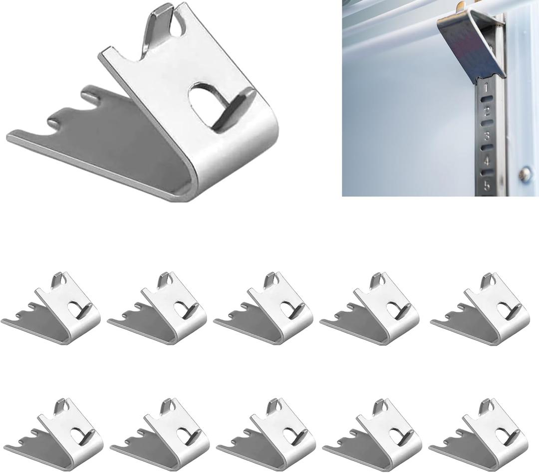 10 Piece Set of Refrigerator Refrigerated Shelf Replacement Clip Brackets. Refrigerator Buckles. Refrigerator Freezer Brackets. Stainless Steel Hook Rack Clips