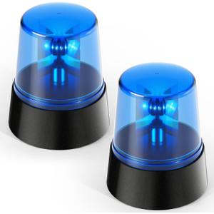 2Pcs Blue Rotating Strobe Light, Battery Operated 360 Degree Rotating Light, Disco Bar Party Decorative Light