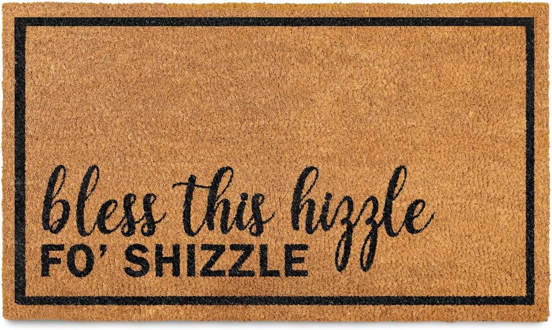MAINEVENT Bless This Hizzle Fo Shizzle Door Mat 30x17 Inch, Funny Doormat Outside Coir Decor w/Non-Slip PVC Backing, Welcome Mat Coir