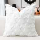 OTOSTAR Set of 1 Ghost Pillow Cover Halloween Throw Pillow Covers for Sofa Couch Bed Living Room Soft Plush Short Wool Velvet Farmhouse Pillowcase for Thanksgiving Pure White 18x18 Inch
