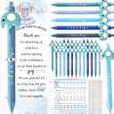 50 Set Baby Shower Gifts Pens for Guests Baby Shower Party Favors Retractable Ballpoint Pens with Thank You Cards for Gender Reveal Souvenir Game Prize (It's A Boy)