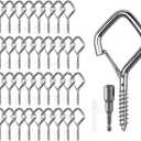 36 PCS 304 Stainless Steel Ceiling Hooks for Hanging Plants, Wind Chimes, String Lights Decorations  Heavy Duty Screw Hooks with Safety Buckle, Ideal for Indoor and Outdoor Use