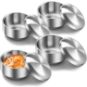 4 Sets 12 oz Stainless Steel Korean Soup Rice Bowl with Lid for Cereal Kitchen Restaurant Double-walled Anti Scalding Metal Bowls for Soup Salad Noodles Insulated (Sliver) 4 Sets 12 oz Stainless Steel Korean Soup Rice Bowl with Lid for Cereal Kitchen Restaurant Double-walled Anti Scalding Metal Bowls for Soup Salad Noodles Insulated (Sliver)