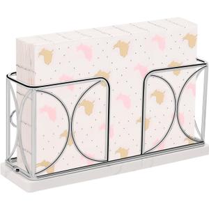 Napkin Holder with Marble Base, Guest Towel Paper Dispenser for Table, Modern Metal Napkin Stand, Ideal for All Bathroom Vanity, Kitchen Decor Accessories (Chrome, 4 Inch)