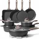 JEETEE Pots and Pans Set Non Stick 23pcs, Healthy Kitchen Cookware Sets, Induction Cooking Set W/Gray Frying Pans, Saucepans, Saut & Griddle & Crepe Pan (PFOA, PFAS Free)