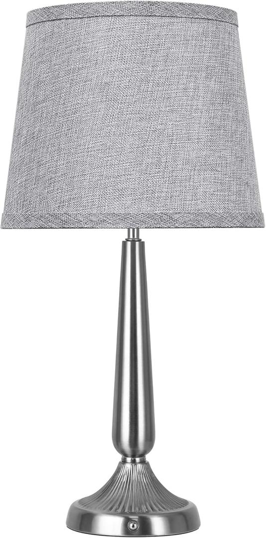 PARTPHONER Cordless Table Lamp, 5000mAh Battery Rechargeable Touch Lamp, 3-Level Brightness Bedside Lamps, Modern Portable Design, Battery Operated Desk Lamp for Patio Camping, Dining, Home, Nickel