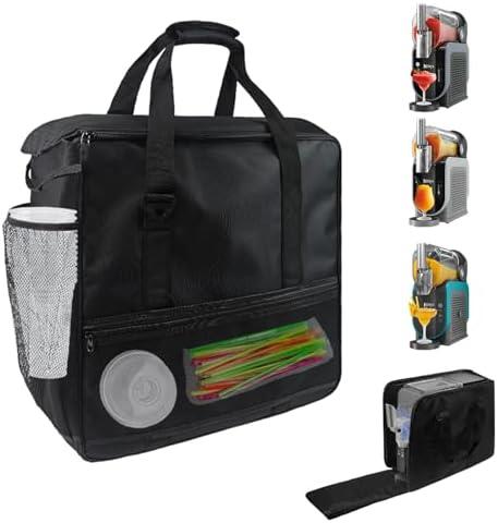 Grekos Slushie Machine Storage Bag for Ninja FS301 FS300, Portable Travel Case with Shoulder Strap & Side Zipper Opening, Insulated Lining Protects Machine, Extra Pockets for Syrups & Cups