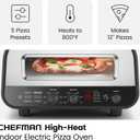 CHEFMAN Indoor Pizza Oven - Makes 12 Inch Pizzas in Minutes, Heats up to 800F - Countertop Electric Pizza Maker with 5 Touchscreen Presets, Pizza Stone and Peel Included - Stainless Steel