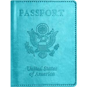 Passport and Vaccine Card Holder Combo with Vaccine Card Slot, Passport Wallet, Passport Cover/ Case for Women and Men(AK-turquoise)