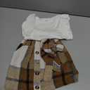 fhutpw Baby Toddler Girl Outfits Fall Winter Clothes Turtleneck Knitted Cotton Long Sleeves Tops & Button Mini Skirts Set (2-3T, D Wihte&brown Plaid)