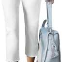 Sidefeel Women's Capri Jeans High Waisted 2025 Summer Fashion Straight Leg Raw Hem Denim Capri Pants (10, White)