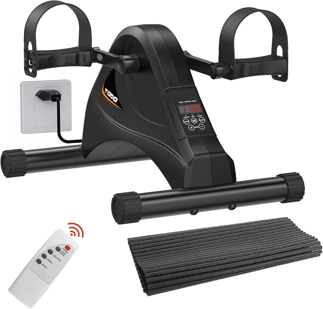 TODO Motorized Pedal Exerciser Mini Exercise Bikes, Under Desk Bike Peddler Exerciser for Seniors Rehab and Arm Leg Physical Therapy (Black)