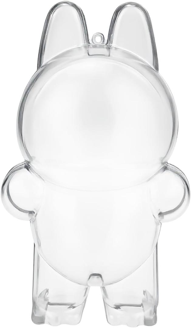 Protective Case for LABUBU The Monsters Exciting Macaron, Display Stand Acrylic Case Cover Accessories with Silicone Strap White - Standing Case, Clear