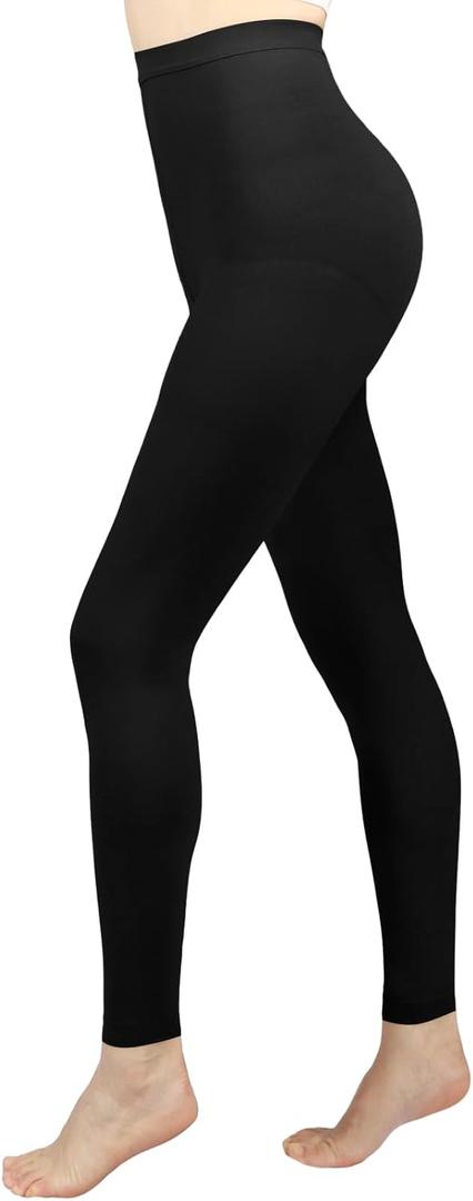 Compression Pantyhose for Women, 20-30 mmHg Footless Medical Compression Stockings, Waist High Opaque Graduated Support Compression Hose Tights for Edema, Varicose Veins, Swelling (Medium, Black)