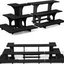 3 Pcs 3 Tiers Retail Table Display Stand Wooden Corner Display Rack Portable Shelf Rack for Retail Table Top, Counter Top, Craft Shows, Farmers Market, Trade Shows Small Products Display (Black)