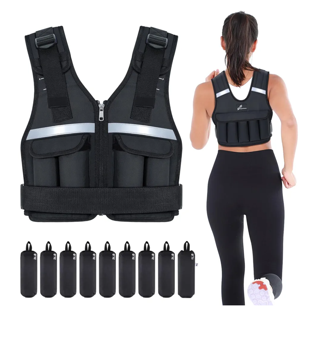 Adjustable Weighted Vest Weights Set: Sportneer 2-18 lbs Body Weight Vests 16 In 1 Fast Adjust Running Vest for Men Women Gym Home Workout Fitness Strength Training 2-18 lbs Removable