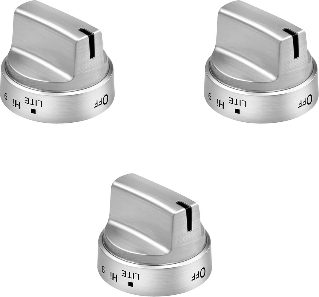 3PCSStainless Steel Stove Knob WB03X24818 Compatible for GE Stove Knobs Replacements/General Electric Stove
