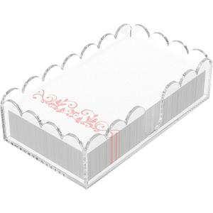 YAGELI Clear Acrylic Napkin Holder  Elegant Scalloped Tray for Bathroom, Kitchen, Dining Room  Flat Paper Towel & Disposable Napkin Holder for Weddings, Hotels, and Home Use(9.3x5.3x2.5 inch)