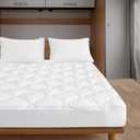 RV Short Queen Mattress Protector Pad Waterproof Quilted 60" X 75", Soft & Cooling Short Queen Mattresses Cover Fitted for RV Trailer & Camper with Deep Pocket to 14", (White)