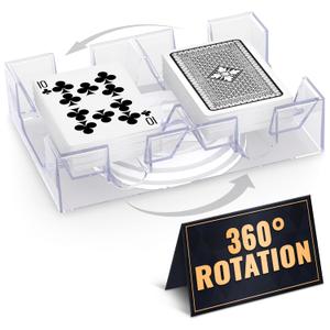 Playing Cards Holder Rotating 360  Compact Plastic Playing Card Tray for Easy Access 2 Decks with Smooth Rotation | Organizes Multiple Decks for Canasta, Poker & More, Durable with Smooth Rotation