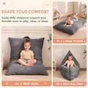 HUGHEAVEN Comfy 3-in-1 Kids Bean Bag Chair, Removable Cover Floor Chair, 51"D x35"W x 12"H