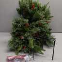 Alupssuc Set of 2 18 Inch Pre-lit Outdoor Christmas Tree with 50 Multi-Color Lights, Timer, Battery Operated Pre-Decorated Frosted Christmas Urn Filler for Pathway &Porch& Yard Decorations, 18 Inch