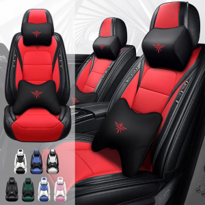Seat Covers Custom Fit for Dodge Charger 2006-2023, Luxury Front Set Leather seat Covers Cushion, Waterproof Car Seat Cover Full Set, Automobile Interior(Black Red)