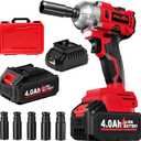 Cordless Impact Wrench 1/2 Inch, 406Ft-lbs (550N. M) Brushless Impact Gun Kit, 3000RPM High Torque Power Impact Wrench, 4.0Ah Battery & Fast Charger, Electric Impact Driver for Car Home