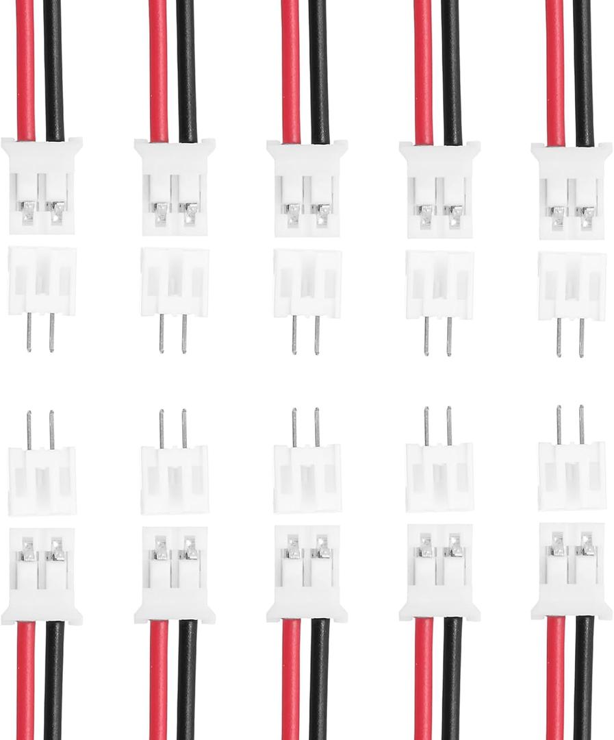MECCANIXITY 10Pcs PH 2.0mm 2 Pin Single Head Male Connector Plug with 24 AWG 100mm Wire Cable Female Motherboard Connector for Speakers,LED Light Strips