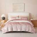 Pink Comforter Set King Size,Crushed Velvet Luxury Bedding Set Winter Warm Fuzzy Flannel Bed Set 3 Pieces,Sparkling Comforter and 2 Pillowcases