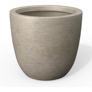 Kante 10 Inch Dia Round Concrete Planter, Indoor Outdoor Large Plant Pot with Drainage Hole and Rubber Plug for Home Patio Garden, Buff Concrete