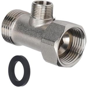 Bidet T Adapter, 7/8 x 7/8 x 3/8 T Valve Adapter for Bidet, 3 Way Tee Connector Valve for Toilet, Brass