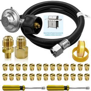 Natural Gas to Propane Conversion Kit for Weber Genesis/Weber Spirit Series Grills,for Genesis/Genesis II/Spirit/Spirit II Models-5FT Regulator Hose for Weber Grills,26 Orifices,3/8"Fittings,Tools.