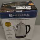 West Bend Electric Percolator Classic Style Coffee Maker with Heat Resistant Handle Base and Detachable Cord with Stainless Steel Stem and Basket, 12-Cup, Silver