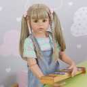 Pinky Reborn 39inch Reborn Toddler Dolls,Huge Baby Full Body Hard Vinyl Realistic Blond Hair Standing Girl Beautiful Dress Model Collectible Toddler Baby Girl