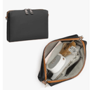 Joyway Travel Makeup Bag, Large Capacity Cosmetic Bags for Women, Waterproof Portable Pouch Open Flat Toiletry Bag Make up Organizer with Divider, Can be fitted with suspenders(Black)