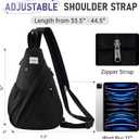 Women's Crossbody Rope Sling Bag - Convertible Chest Bag & Casual Daypack, Water-Resistant Backpack for Travel, Cycling, Hiking, Black