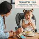 Nook Theory 4 Pack Bamboo Bowls - 18 Oz Reusable Toddler and Kids Bowl, Dishwasher Safe - Not Microwavable Bamboo Dishes (Dino)