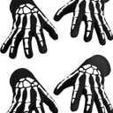 CROSSFINGERS Skeleton Gloves with Touchscreen and Warm for Halloween Cosplay Party and Daily Wears 2 Pairs