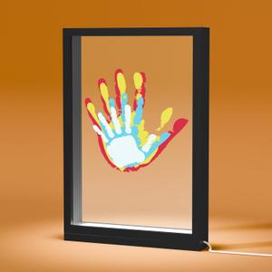 Mothers Day Gifts for Grandma, Grandma Birthday Gift from Granddaught Grandson Grandchildren, Family Handprint kit with Light (Black)