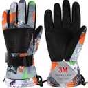 Odtmger Ski Gloves, Winter Gloves, Winter Waterproof Ski Gloves, Warm and Breathable Snow Gloves, Suitable for Outdoor Sports of Boys and Girls in Cold Winter