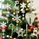 20Pcs Christmas Tree Decorations Crystal Ornaments, Snowflake Angel Wings Icicle Hanging Ornaments for Xmas Tree, Clear Acrylic Ornaments for Christmas Winter Holiday Decor