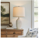 USumkky 24 inch Vintage Ceramic Table Lamp with 5FT Cord - Single Farmhouse Rustic Bedside Lamp with Natural Textured Finish, Nightstand Lamps for Living Room, Bedroom, End Table Beige