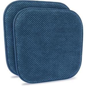 Blue Kitchen Chairs Cushions Set of 2 Non Slip Foam Patio Seat Cushions Washable Soft Thick Pads Large Wooden Metal Tapered Dining Chair Cushions,17" x 15"