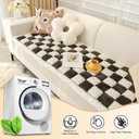 SmoBea Couch Cover for Dogs Washable, Funny Fuzzy Pet Couch Covers for Sofa, Couch Protector for Dogs Plaid Protective Couch Cover, Anti-Slip Dog Bed Sofa Cover (27.6 * 59", Black)