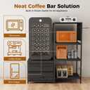 Mini Fridge Stand with Adjustable Shelf, Power Outlet & Storage, Kitchen Organizer for Microwave, Coffee Bar, Dorm, Office (Black), Small